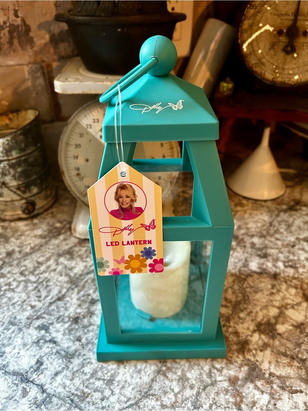 Dolly Parton’s Dollcake Teal LED Lantern - Decorative Home Accent